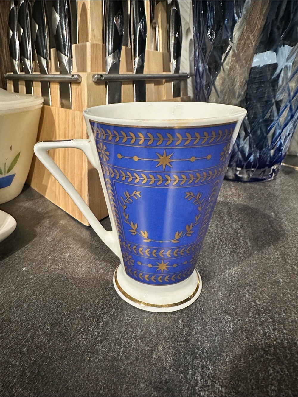 Fabergé vintage Blue and Gold Decorative Porcelain Coffee Mug